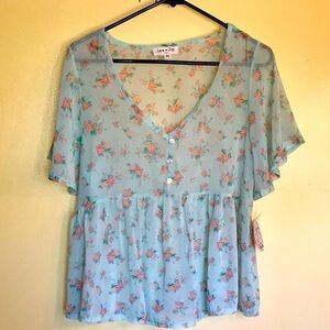 NWT sheer babydoll shirt